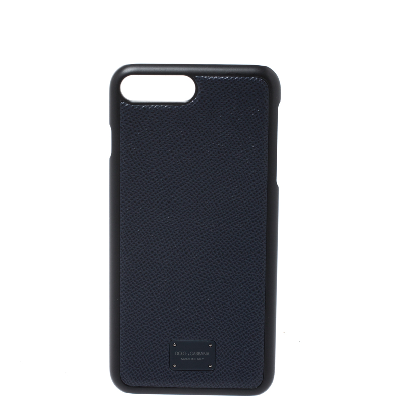 Pre Owned جراب آيفون 7/8 بلاس دولتشي آند غابانا جلد أسود/أزرق كحلي