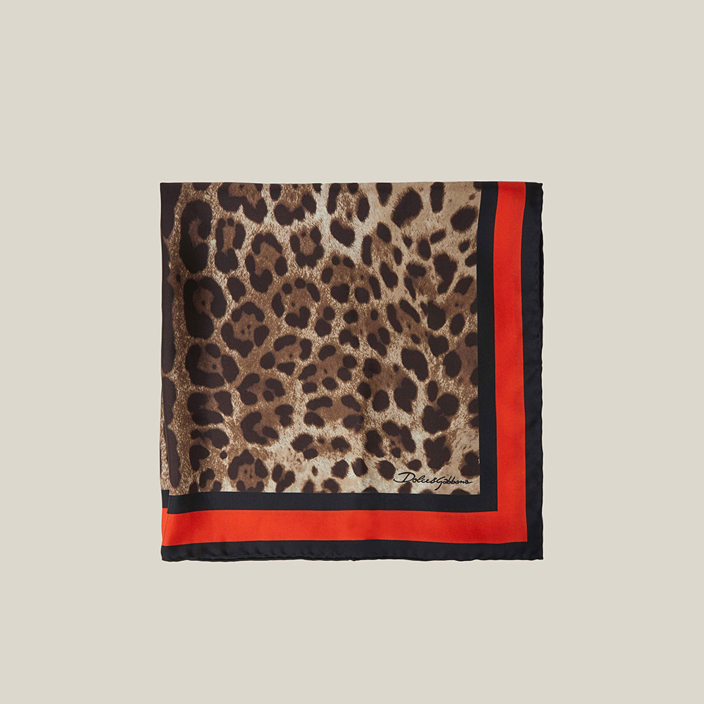 

Dolce & Gabbana Animal Leopard Print Silk Scarf, Brown