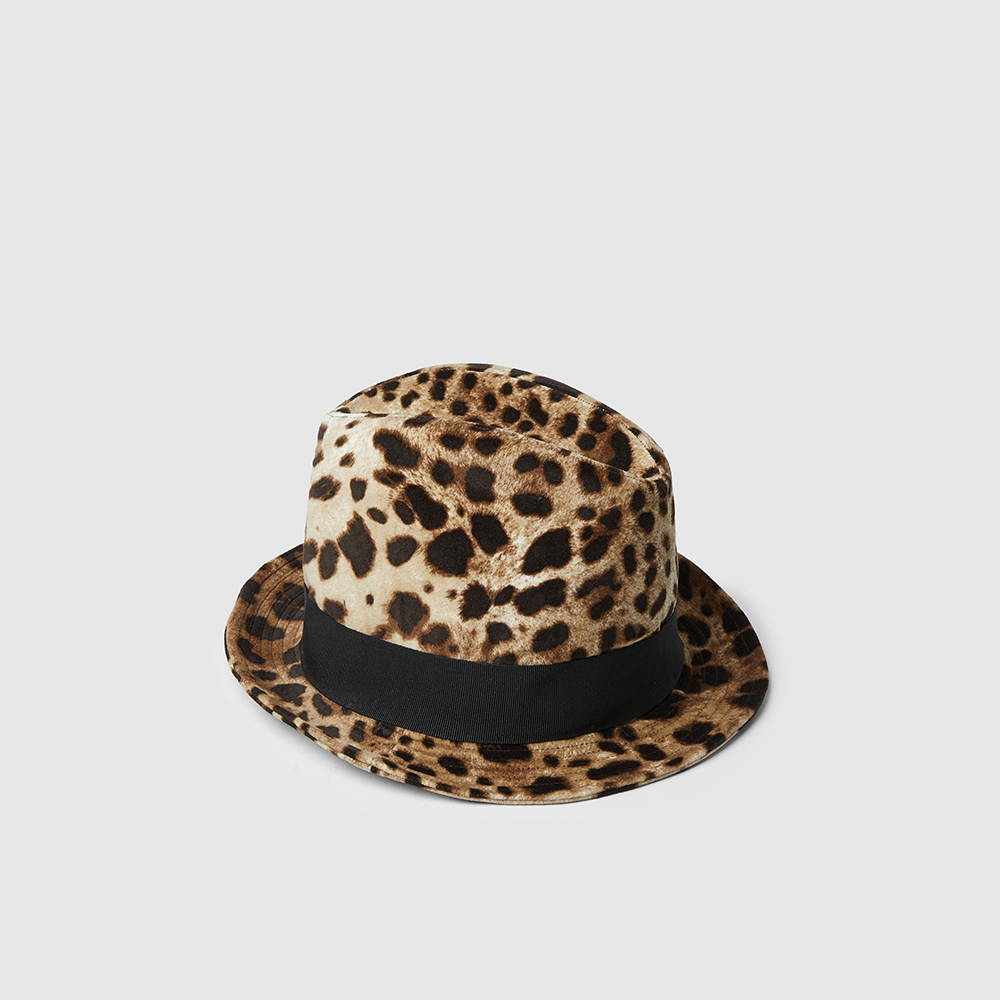 

Dolce & Gabbana Animal Leopard-Print Cotton-Blend Fedora, Brown