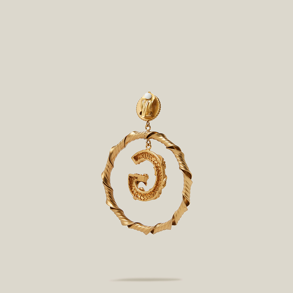 

Dolce & Gabbana Gold Faux Pearls Gold-Tone Logo Charm Earrings