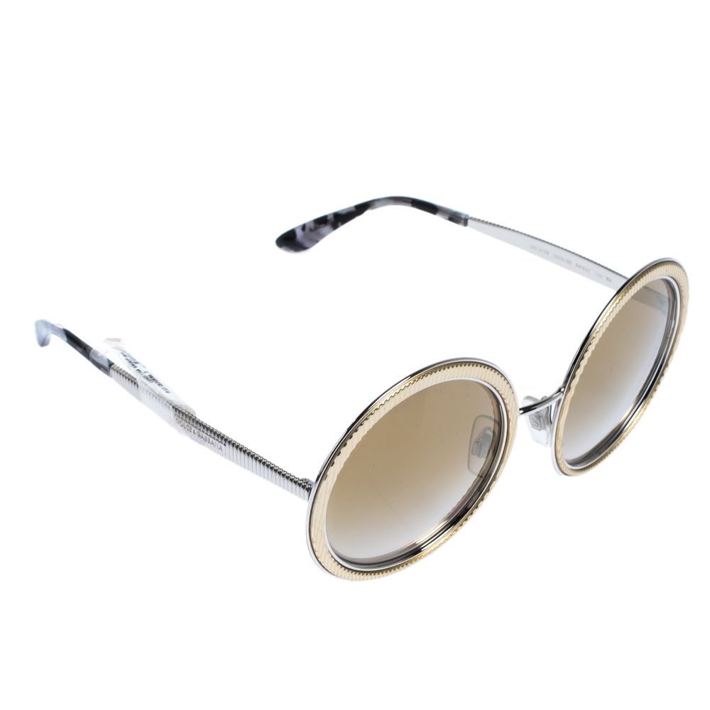 Pre Owned Dolce & Gabbana Light Brown/Mirrored Gold DG2179 Sunglasses