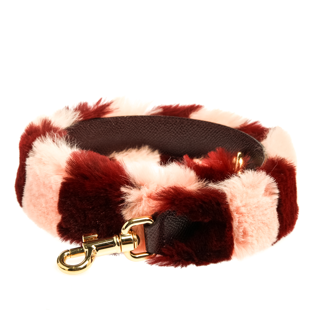 

Dolce & Gabbana Pink/Burgundy Rabbit Fur And Leather Shoulder Bag Strap