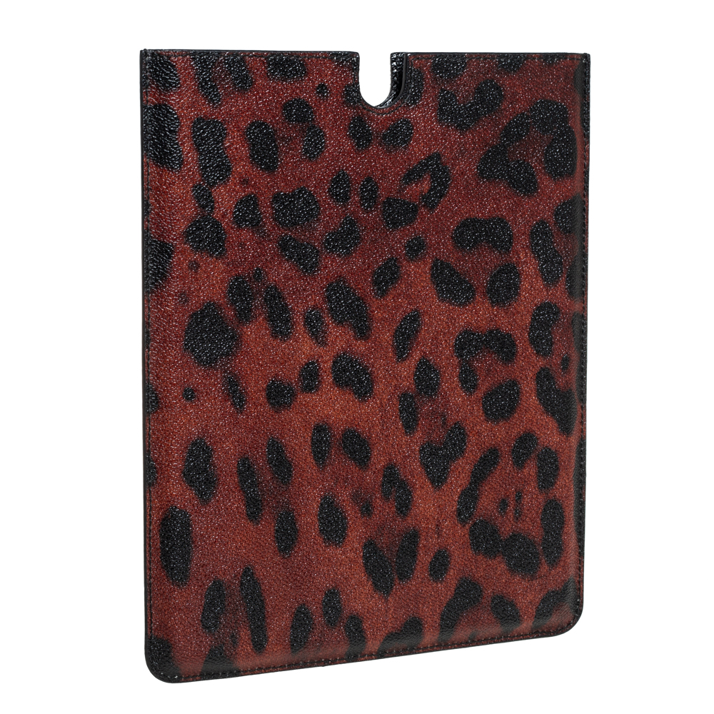 

Dolce & Gabbana Black/Brown Leopard Print Coated Canvas iPad 2 Case