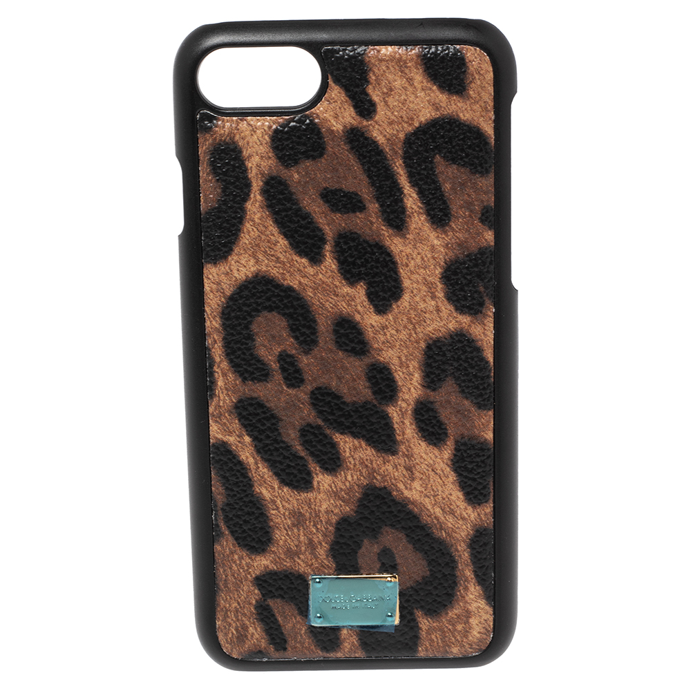 Pre-owned Dolce & Gabbana Brown Leopard Print Coated Canvas Iphone 6 Case