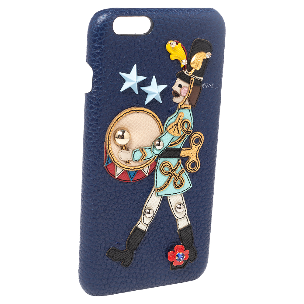 

Dolce & Gabbana Blue Nut Cracker Embroidered Leather iPhone 7 Plus Case