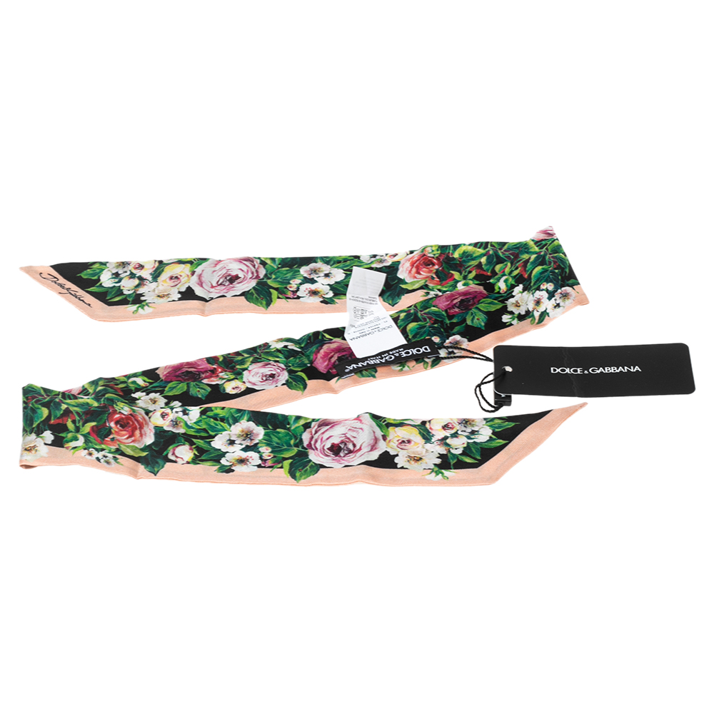 Pre Owned Dolce & Gabbana Multicolored Floral Printed Silk Bandeau Scarf