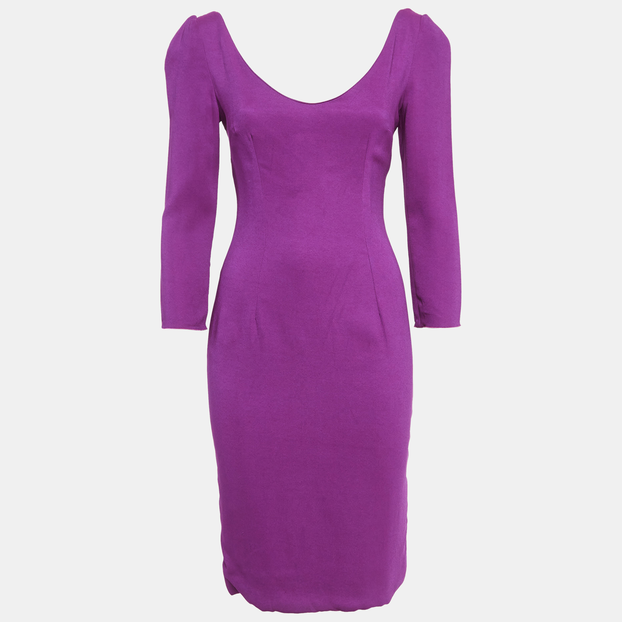 Pre-owned Dolce & Gabbana Purple Crepe Full Sleeve Bodycon Dress S