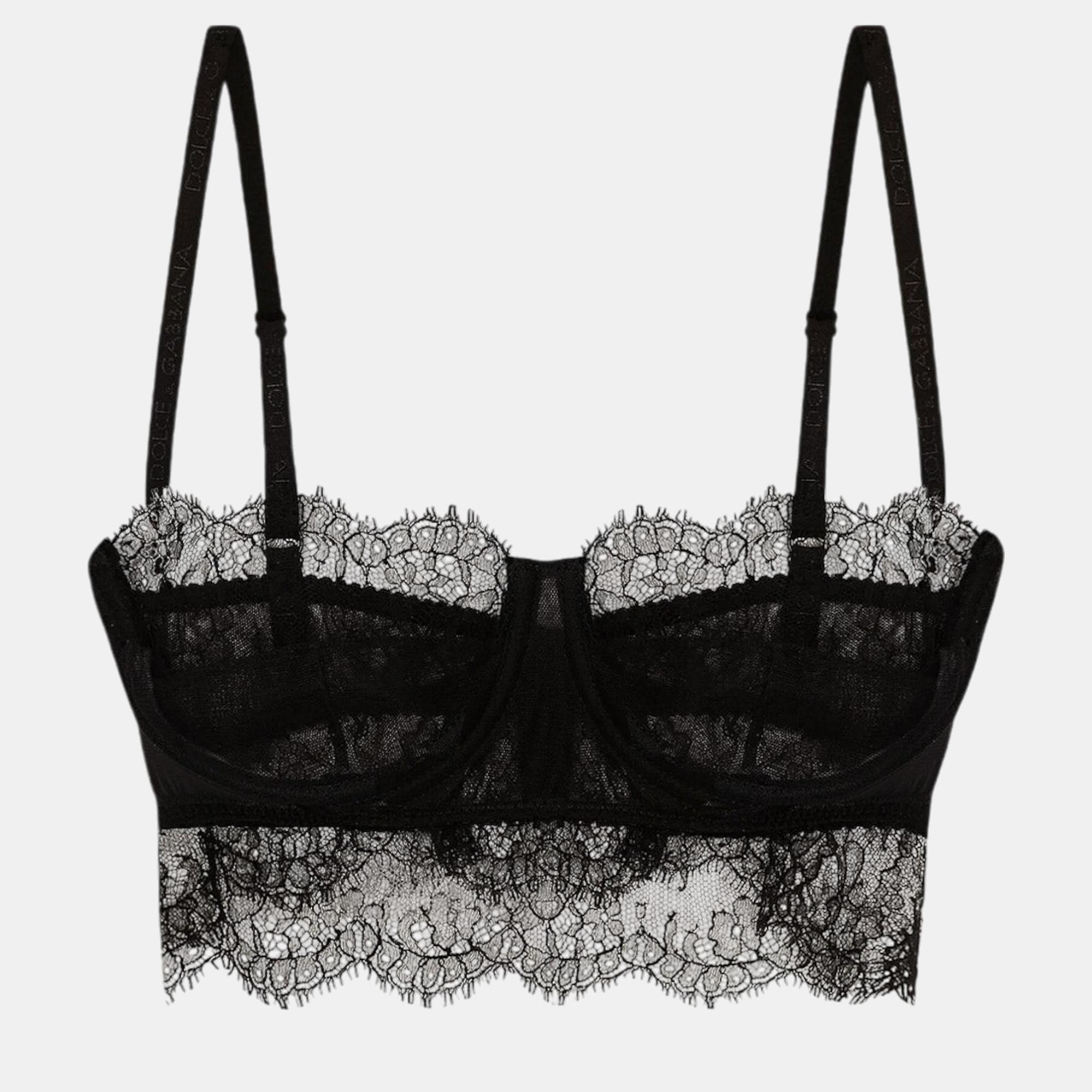 

Dolce & Gabbana Black Sicily Lace Bralette IT