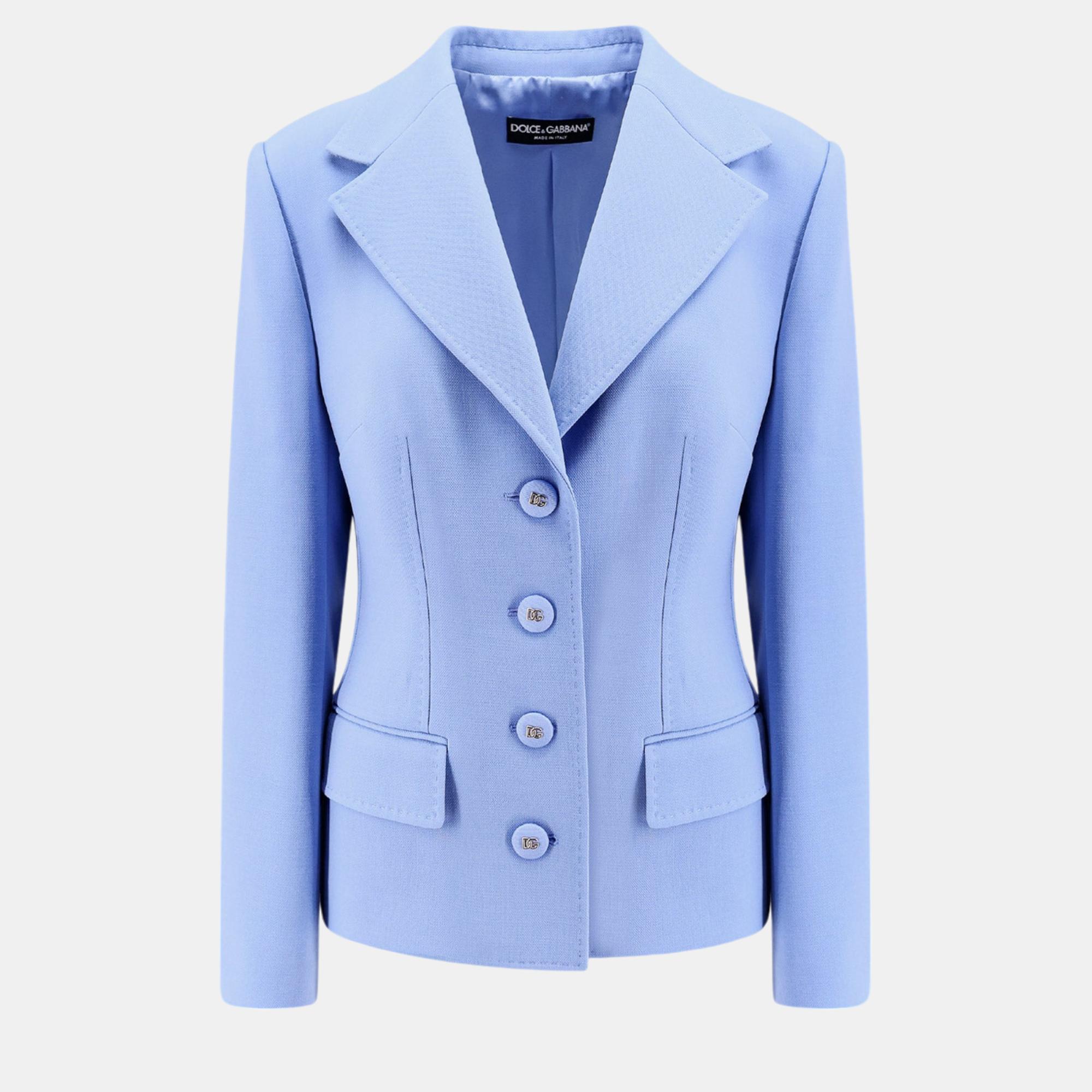 

Dolce & Gabbana Blue Virgin Wool Blazer IT