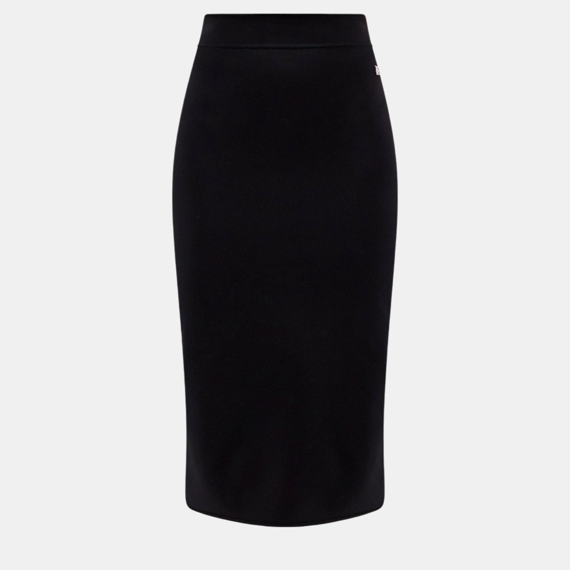 

Dolce & Gabbana Black Viscose Bend Longuette Skirt IT