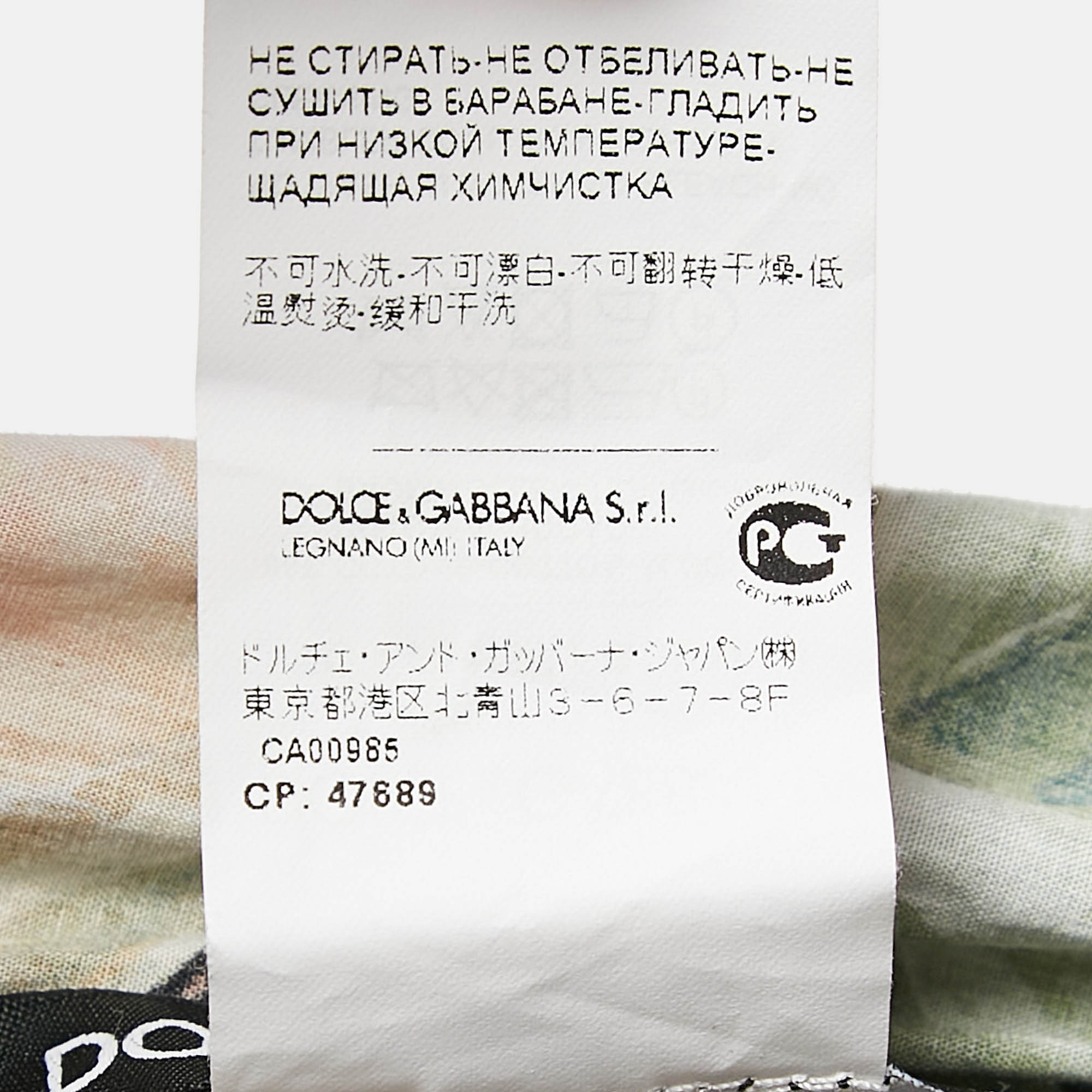 Dolce & Gabbana Multicolor Floral Print Cotton Tie-Up Strap Detail Top XS 