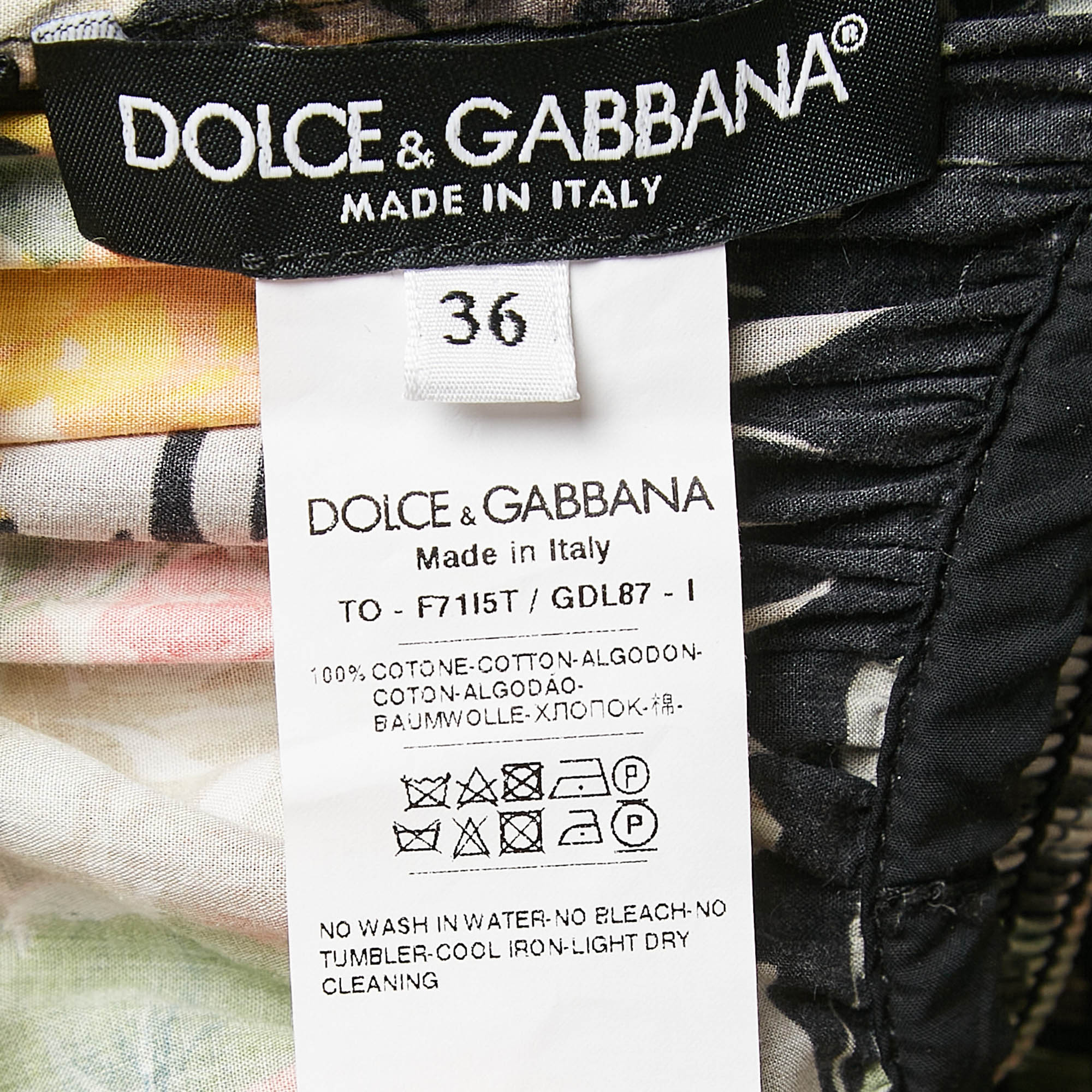 Dolce & Gabbana Multicolor Floral Print Cotton Tie-Up Strap Detail Top XS 