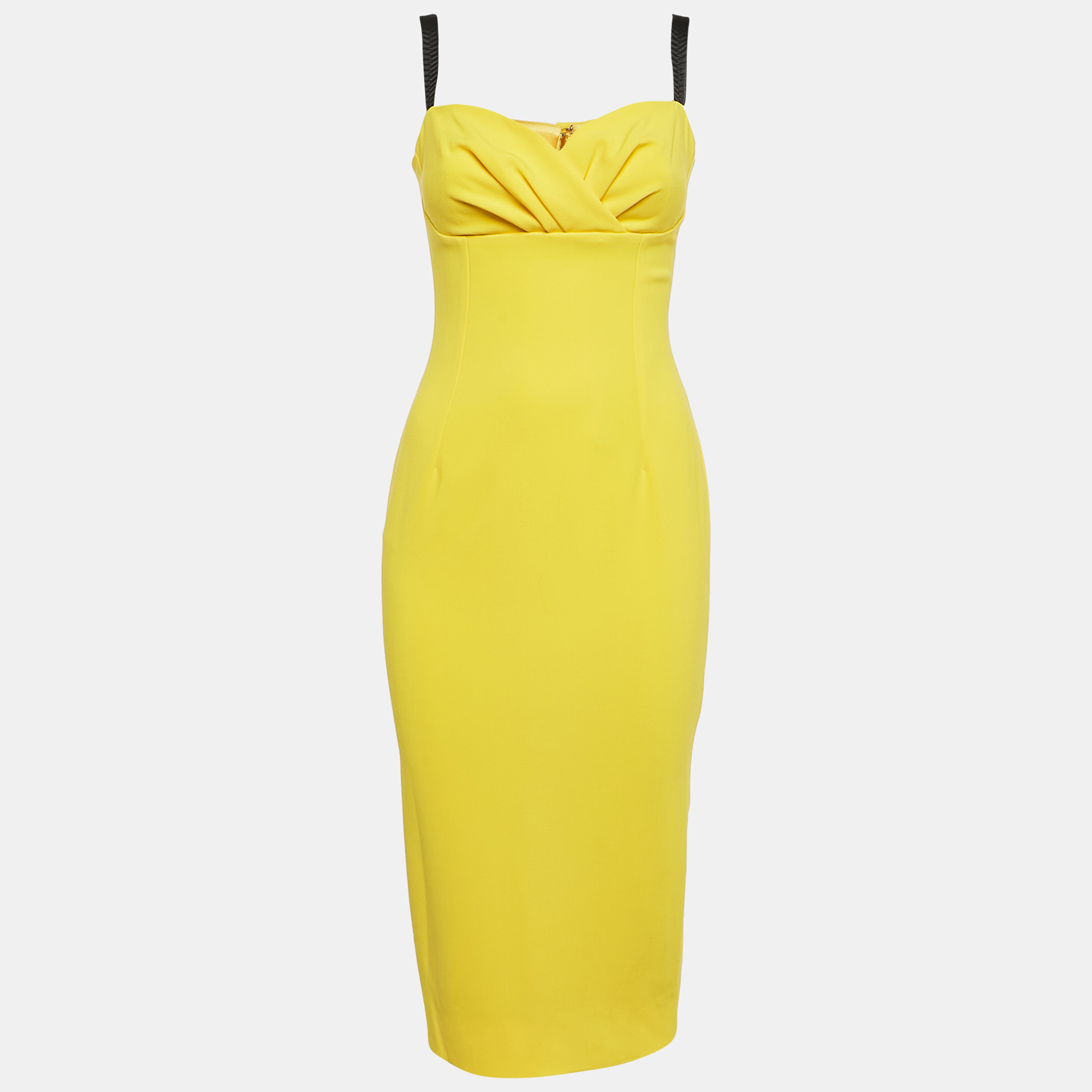 

Dolce & Gabbana Yellow Crepe Sleeveless Midi Dress S