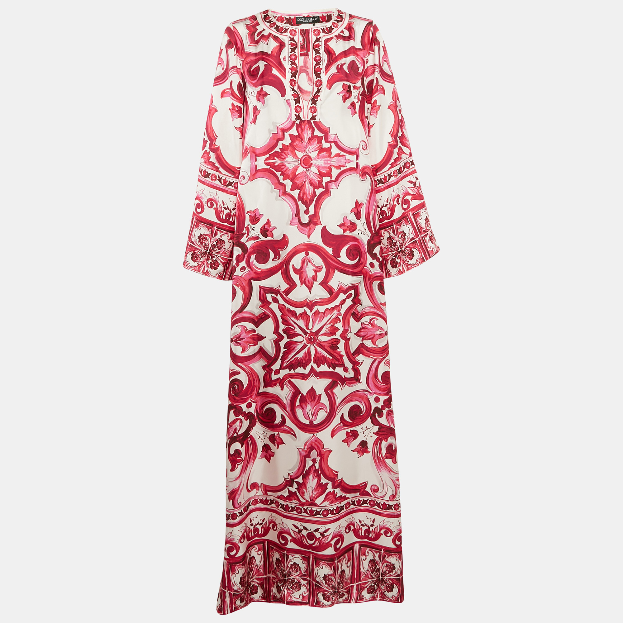 

Dolce & Gabbana Pink Scarf Print Silk Kaftan Dress S