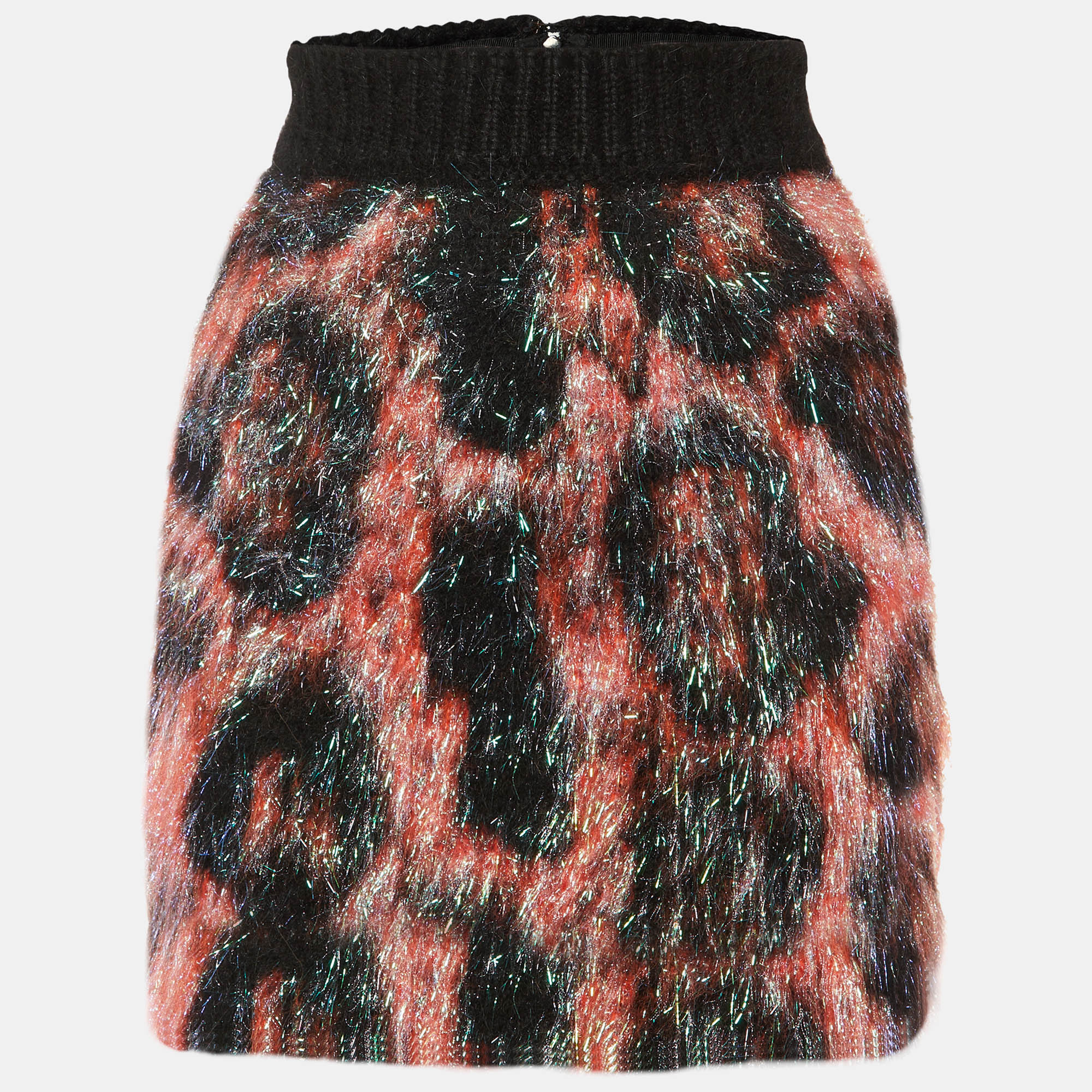 

Dolce & Gabbana Black Wool Iridescent Fringed Mini Skirt XS