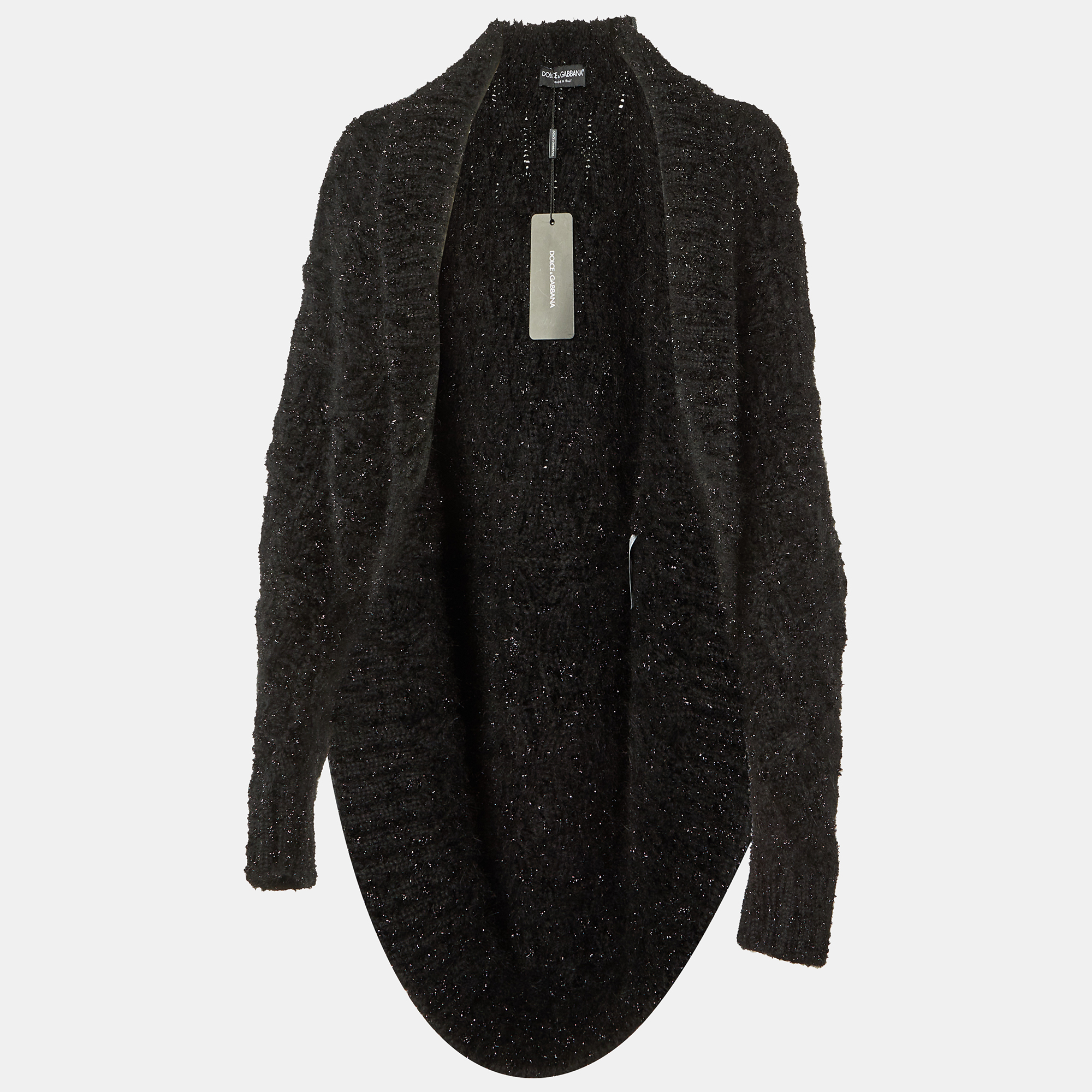 

Dolce & Gabbana Black Lurex Cashmere & Angora Knit Circle Cardigan S