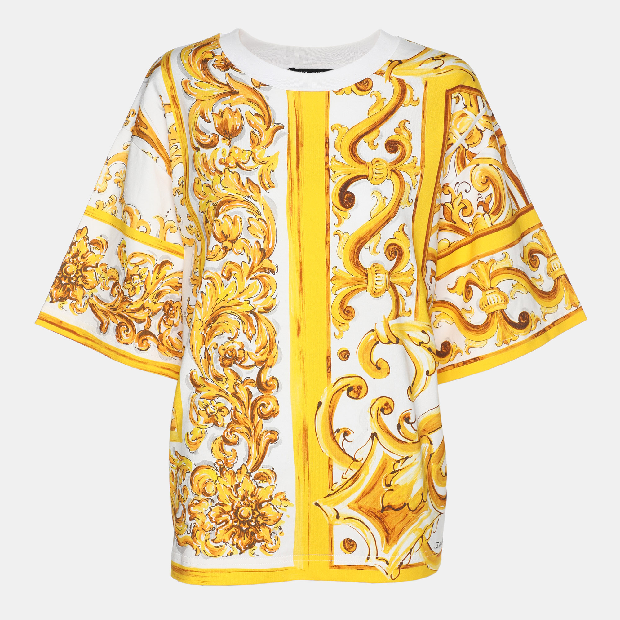 

Dolce & Gabbana Yellow Majolica Print Jersey T-Shirt M