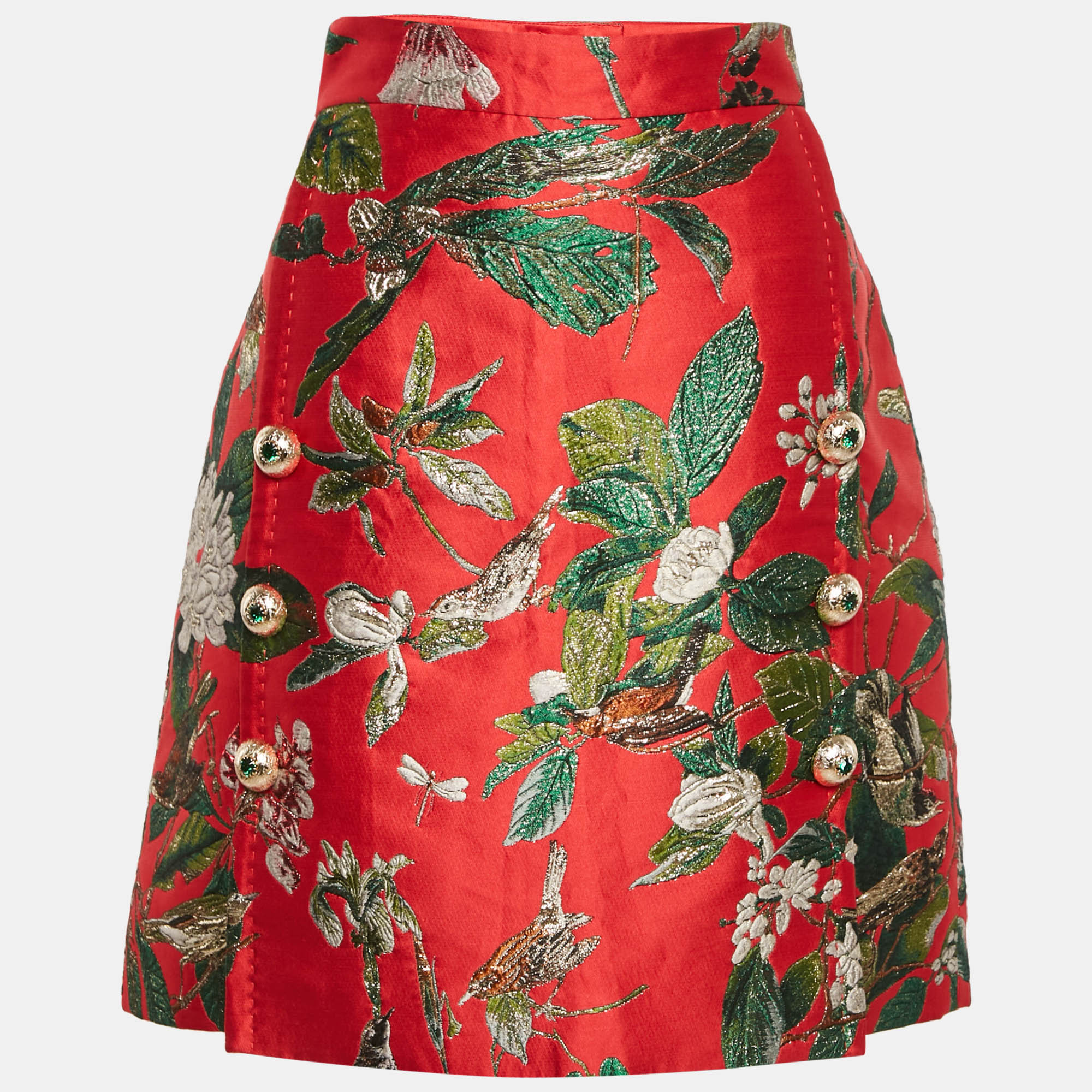 

Dolce & Gabbana Red Floral Brocade Mini Skirt L