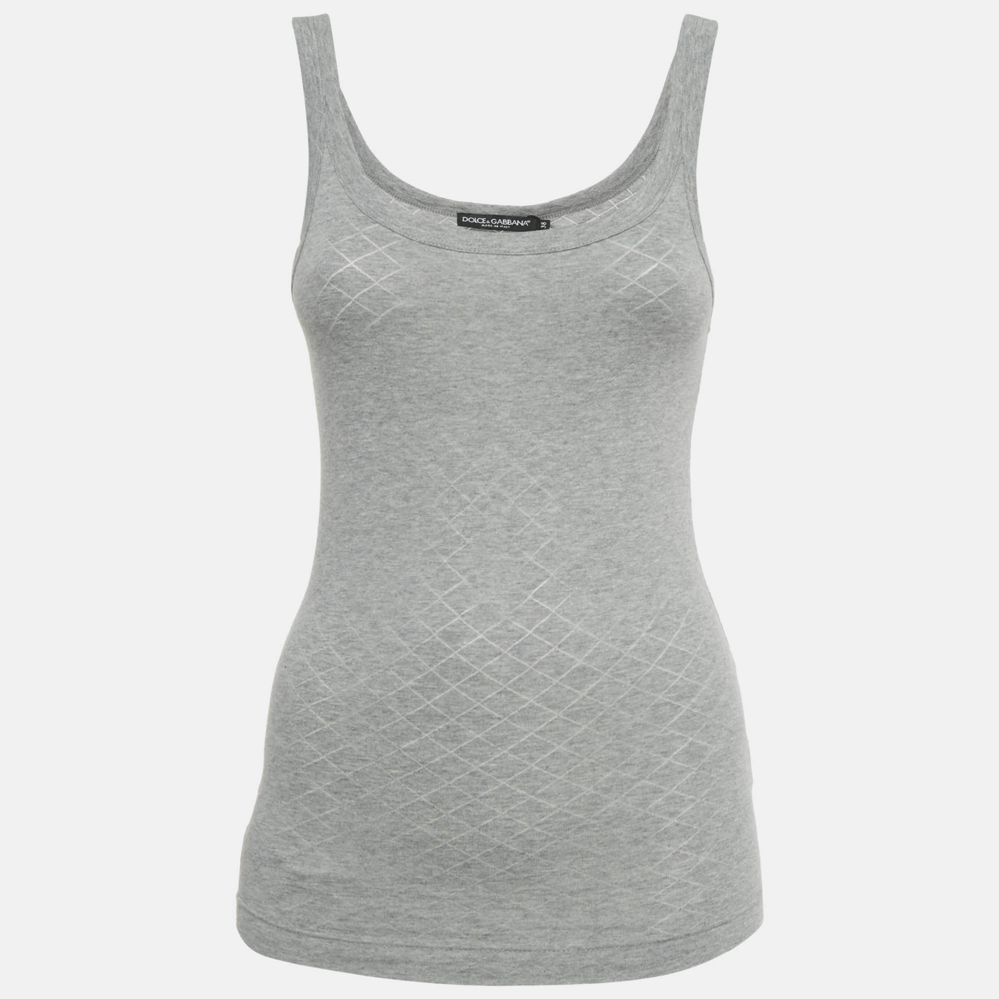 

Dolce & Gabbana Grey Patterned Jersey Tank Top S