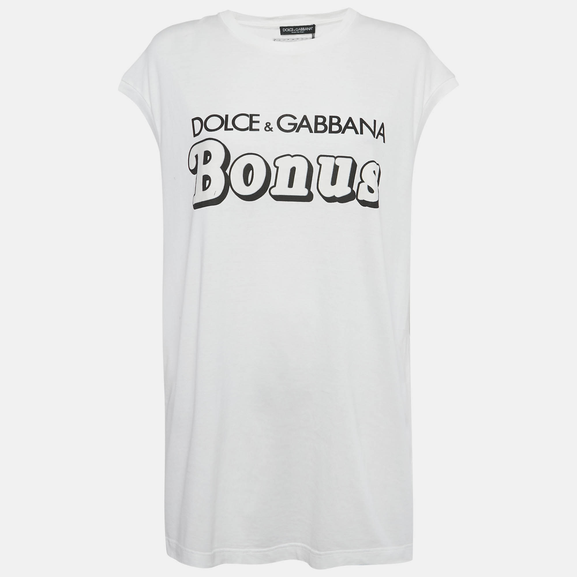 

Dolce & Gabbana White Logo Print Jersey Tank Top M