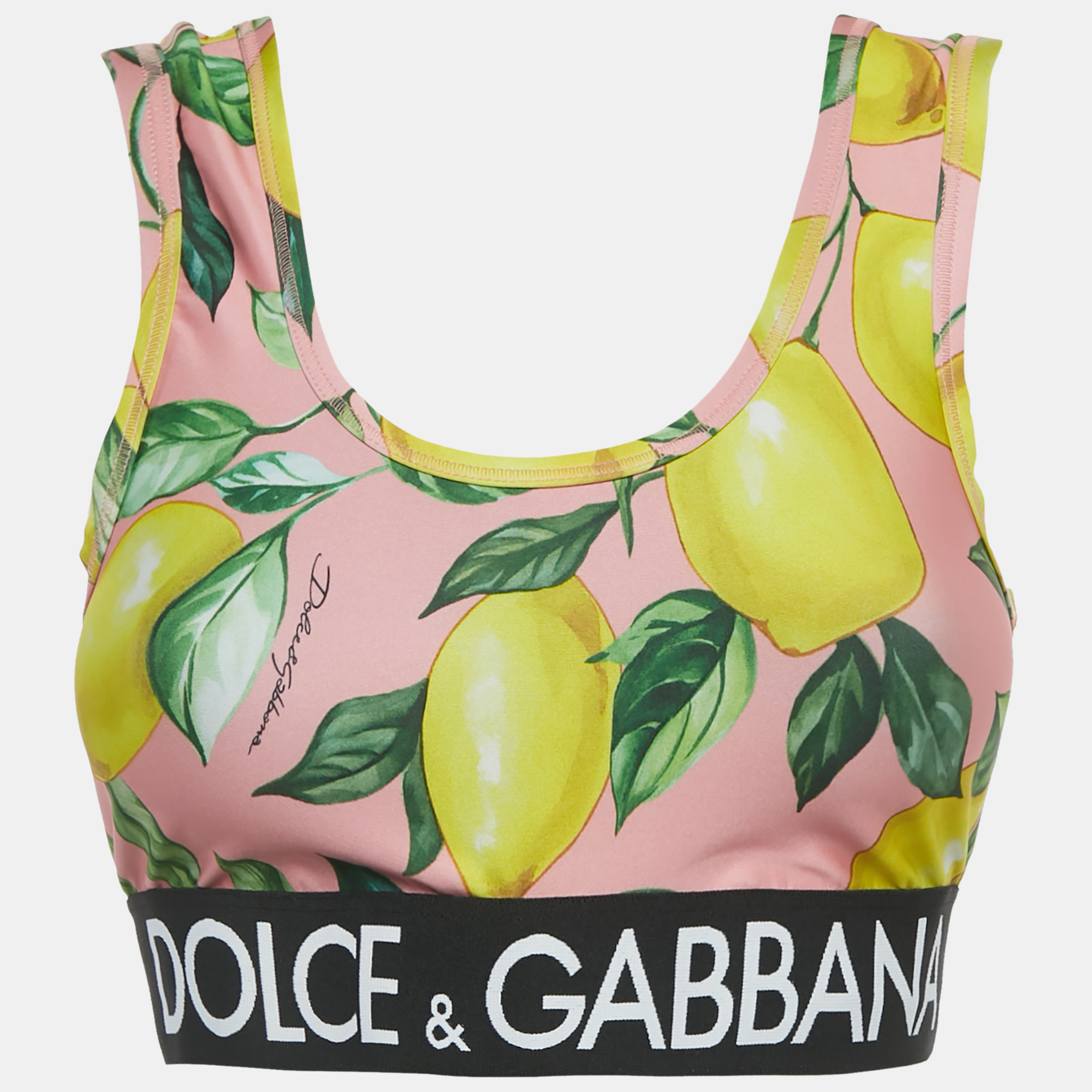

Dolce & Gabbana Exclusive Pink Limoni Fdo Rosa Print Sports Bra M