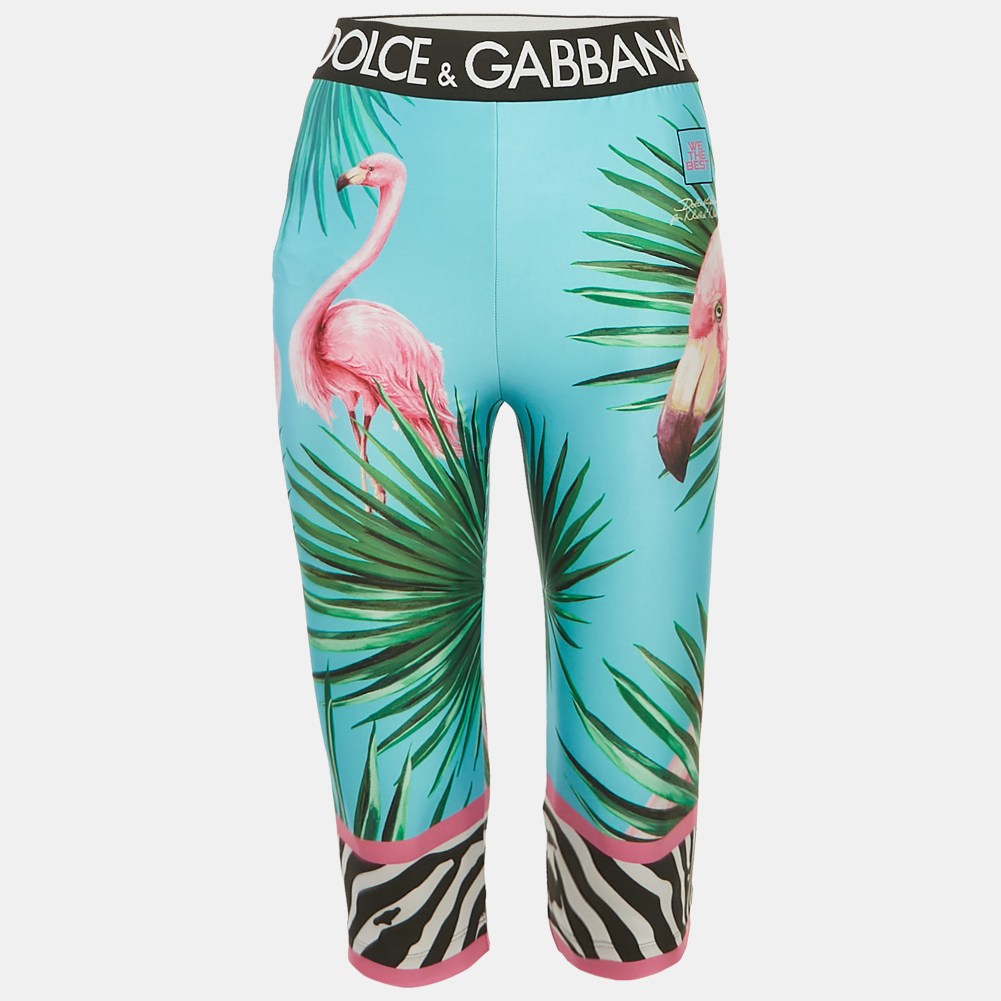 

Dolce & Gabbana X Khaled Khaled Multicolor Flamingo Print Jersey Leggings M