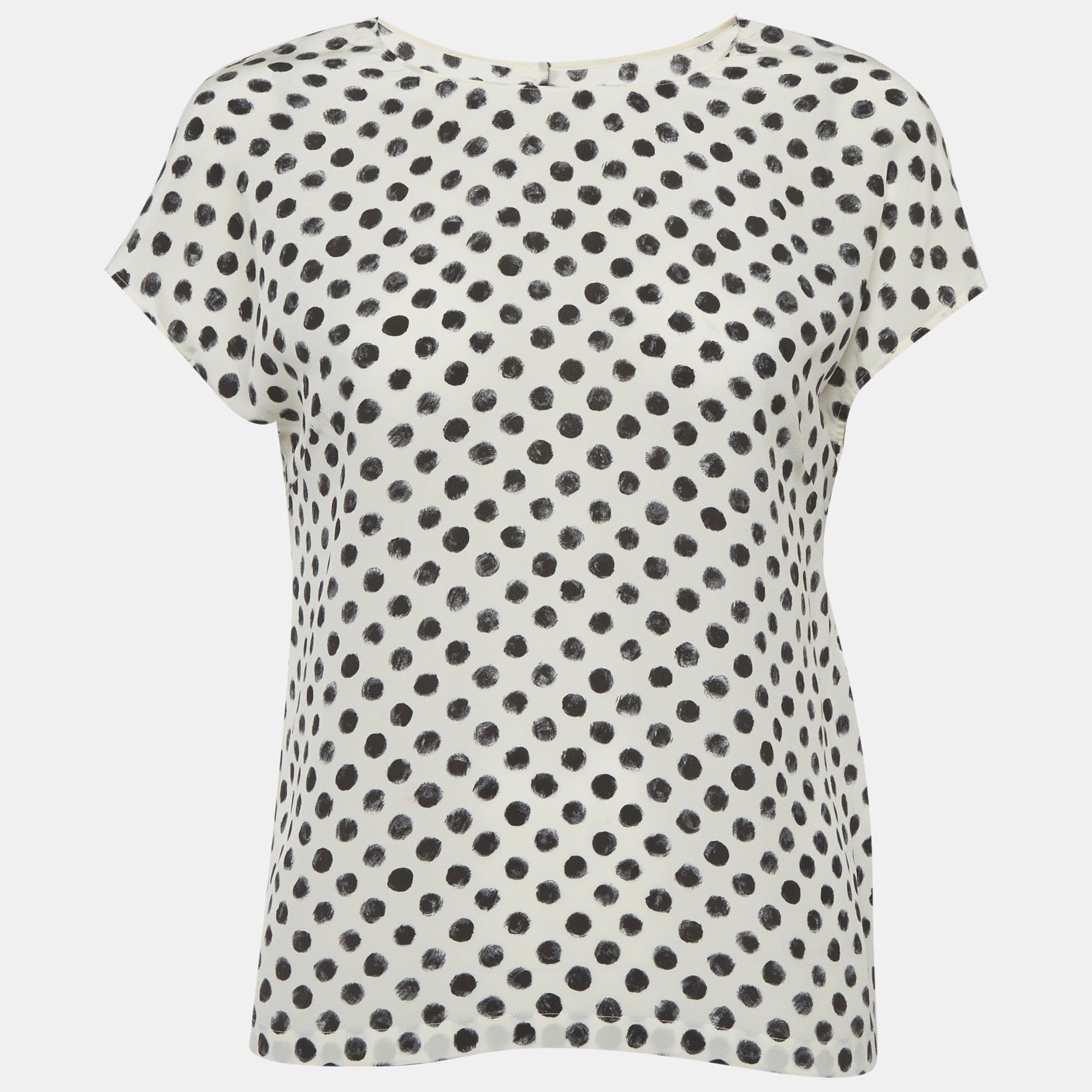 

Dolce & Gabbana White Polka Dots Silk Top M