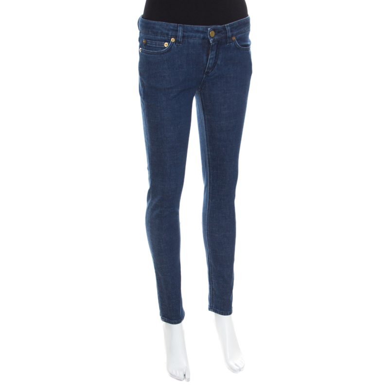

Dolce and Gabbana Indigo Dark Wash Denim Skinny Pretty Jeans, Blue