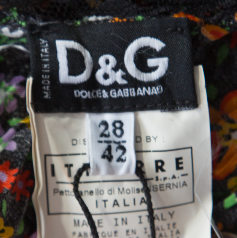 Pre-owned Dolce & Gabbana Multicolor Floral Print Silk Sheer Lace Insert Sleeveless Maxi Dress M In Black