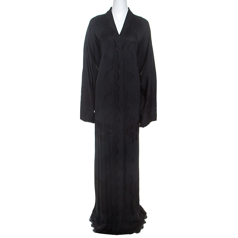 مملوكة مسبقًا عباءة دولتشي أند غابانا مزينة دانتيل حرير أسود M