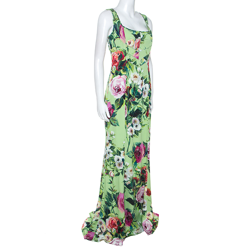 dolce gabbana green floral dress