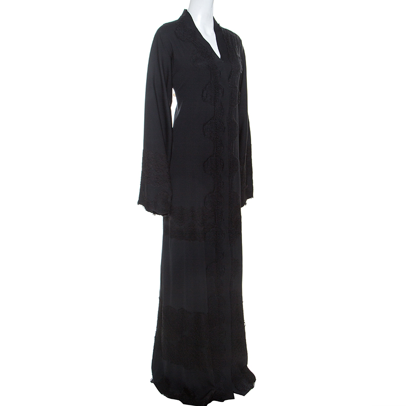 

Dolce & Gabbana Black Silk Lace Detail Abaya