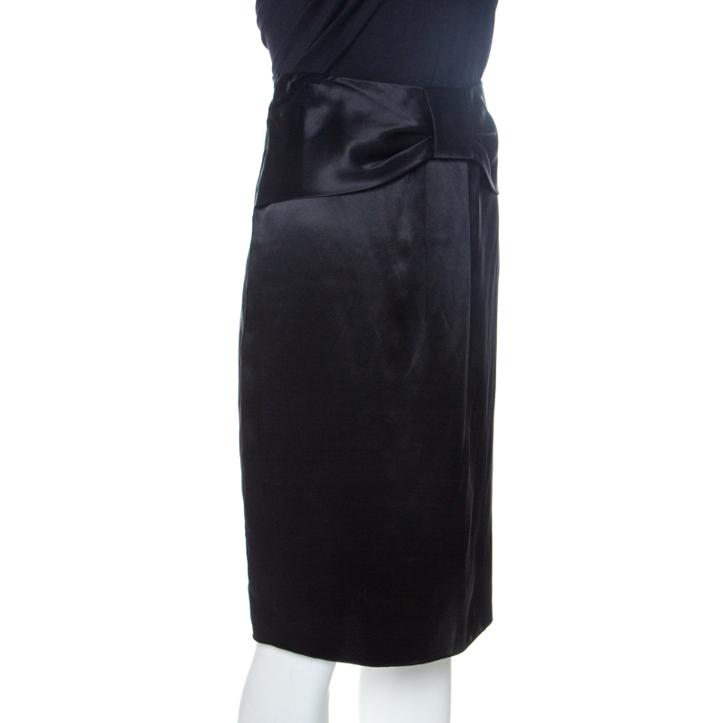 

D&G Black Silk Satin Bow Waist Detail Skirt