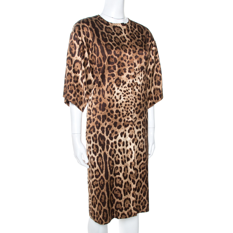 

Dolce & Gabbana Brown Animal Print Silk Lightweight Coat
