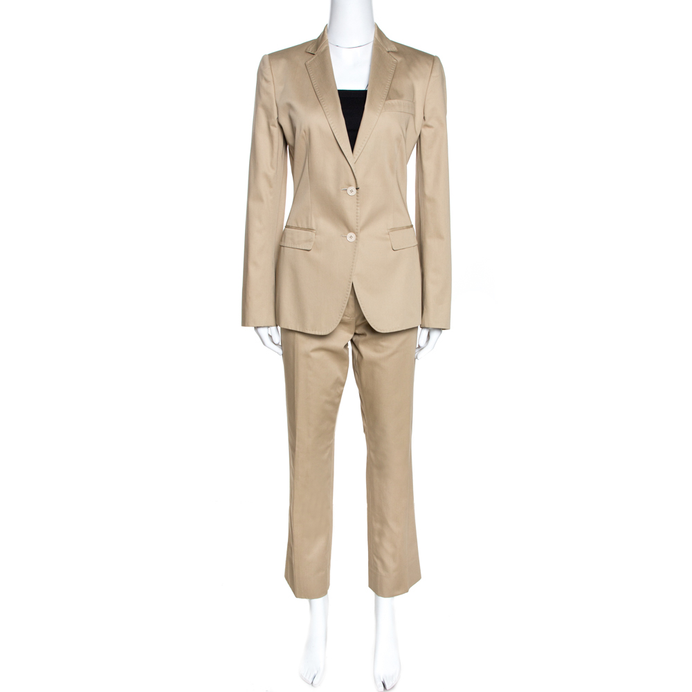 Dolce & Gabbana Beige Cotton Tailored Pant Suit M