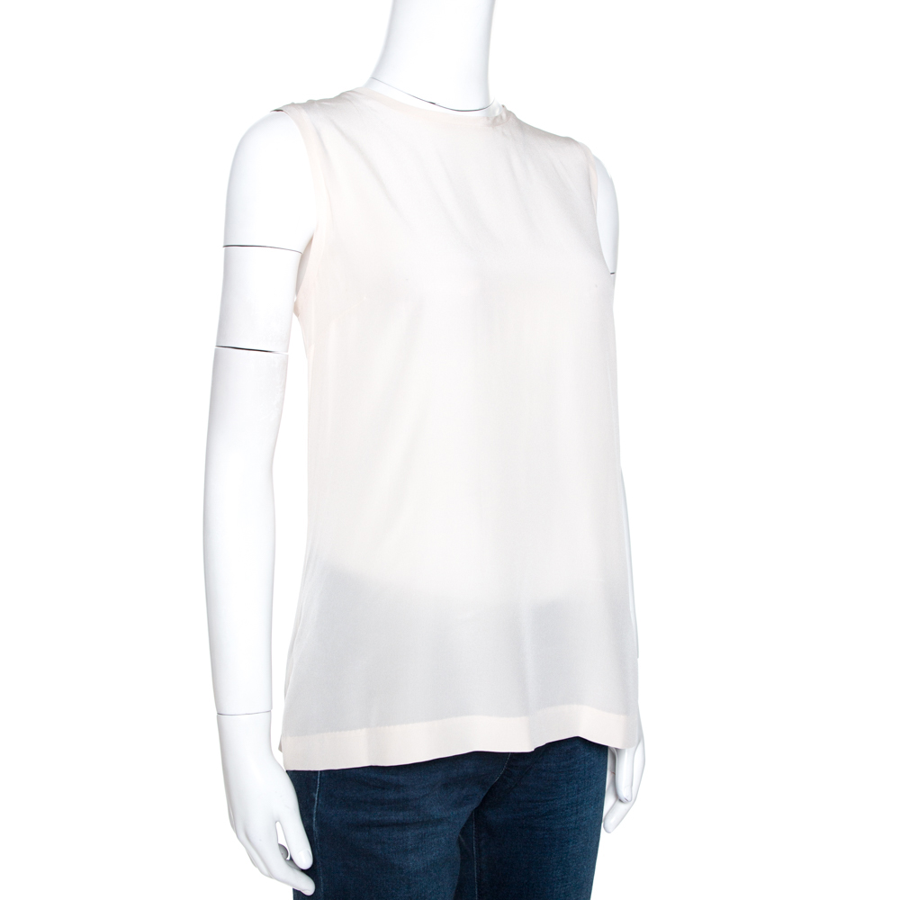 

Dolce & Gabbana Cream Silk Sleeveless Top