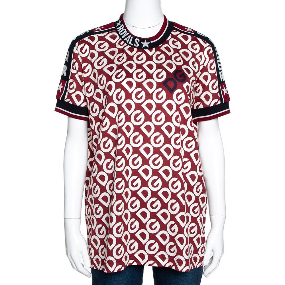 مملوكة مسبقًا تي شيرت دولتشي أند  غابانا دي جي مانيا جيرسيه مطبوع متعدد الألوان برقبة مستديرة مقاس إيطالي 46