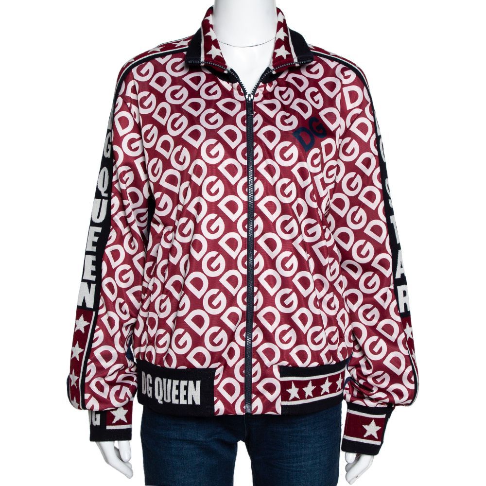 Pre Owned Dolce & Gabbana Multicolor DG Mania Print Jersey Zip-Up Sweatshirt IT 46
