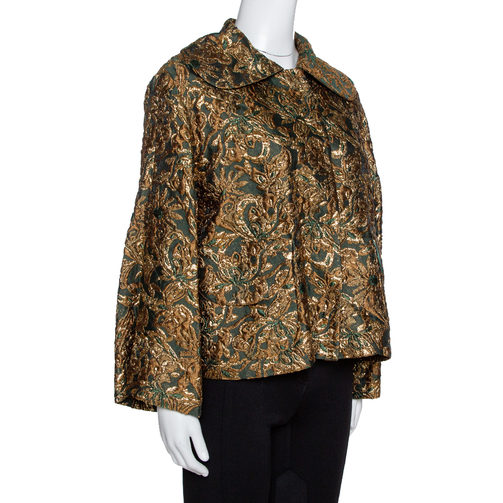 

Dolce & Gabbana Green Lurex Floral Jacquard Oversized Jacket