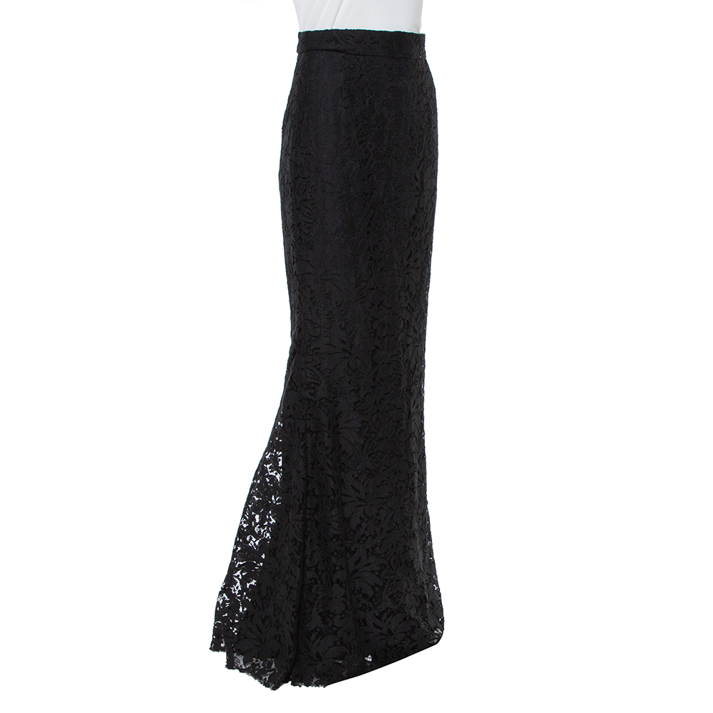 

Dolce & Gabbana Black Lace Fit & Flare Maxi Skirt