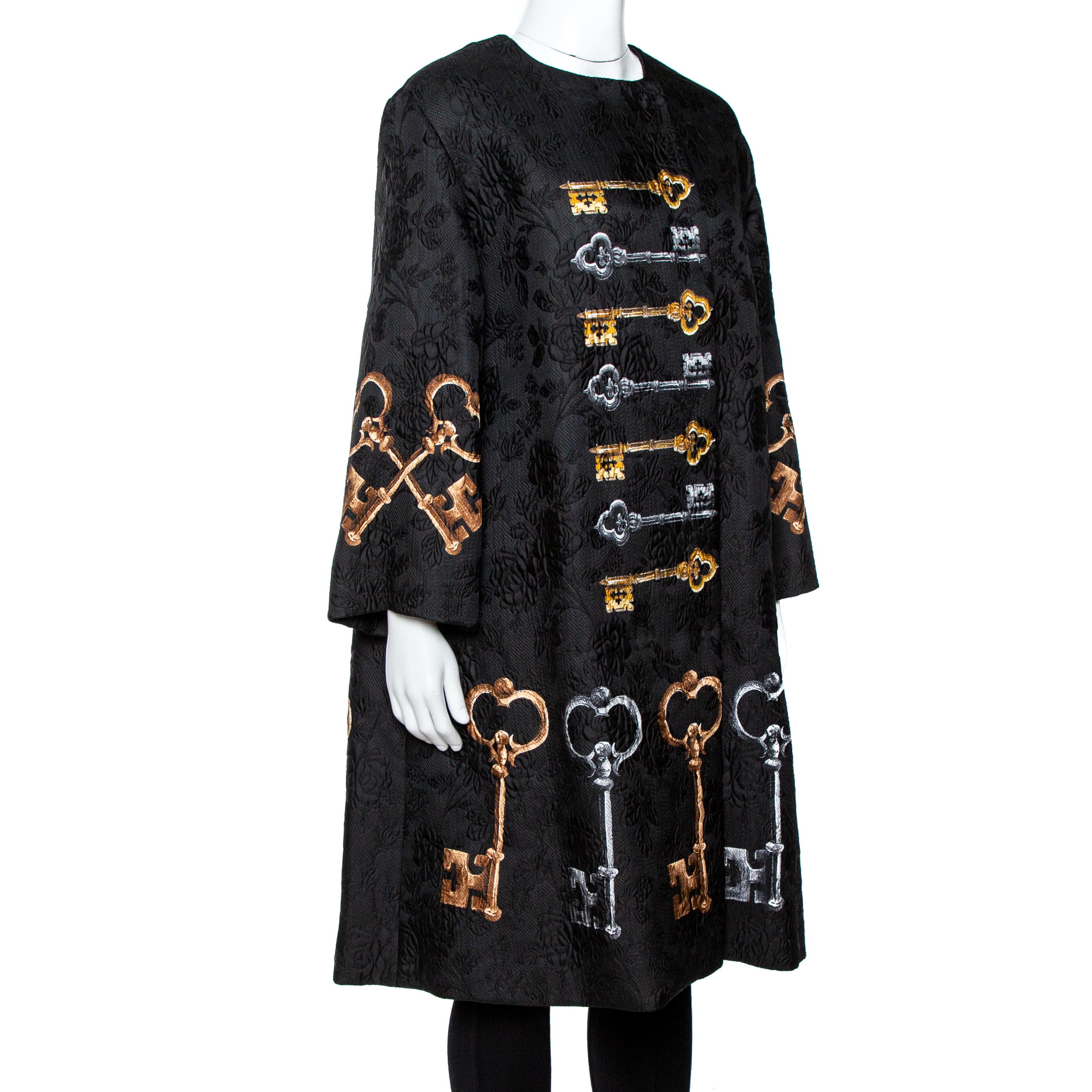 

Dolce & Gabbana Black Key Printed Jacquard Coat