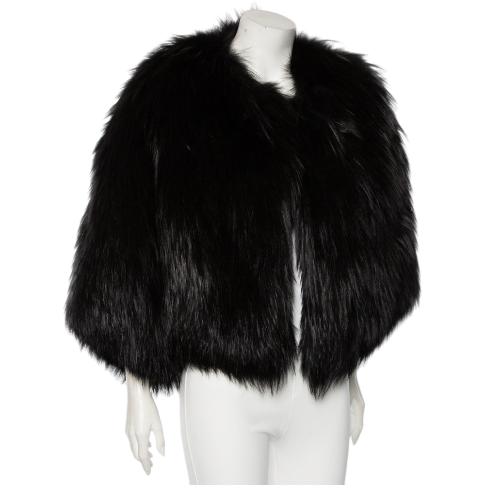 

Dolce & Gabbana Black Fur Open Front Shrug