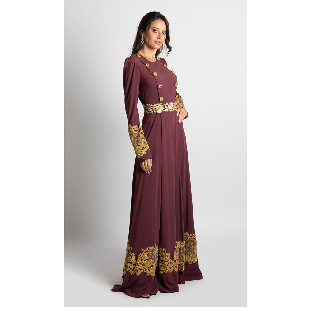 

Dolce & Gabbana Purple Embroidered Long Dress  (IT 42