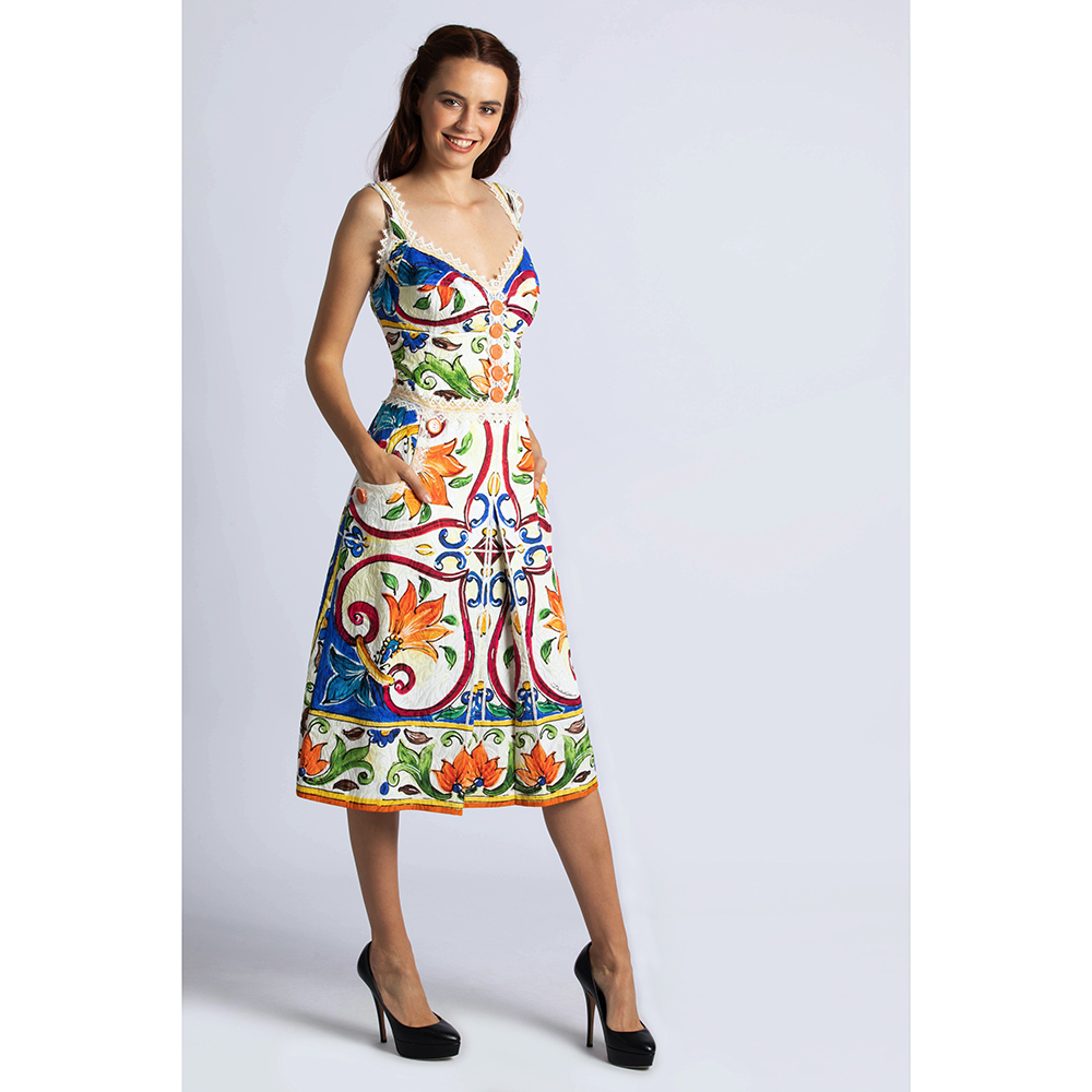 

Dolce & Gabbana Multi_Color Maiolica Dress  (IT 50, Multicolor