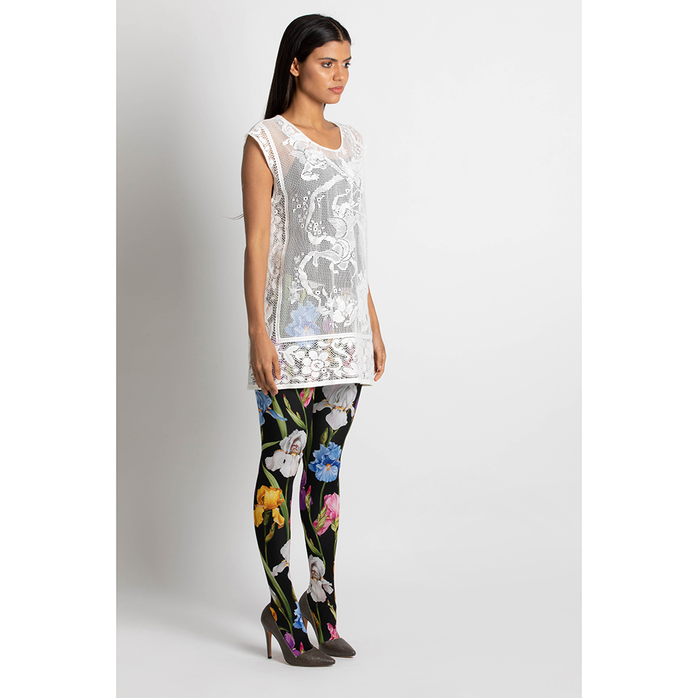 

Dolce and Gabbana White Solid Lace Top  (IT 40