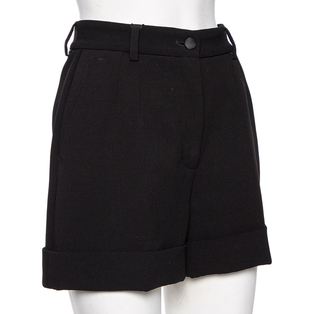 

Dolce & Gabbana Black Wool High Waisted Shorts