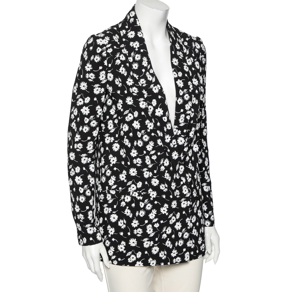 

Dolce & Gabbana Monochrome Daisy Print Crepe Tailored Blazer, Black