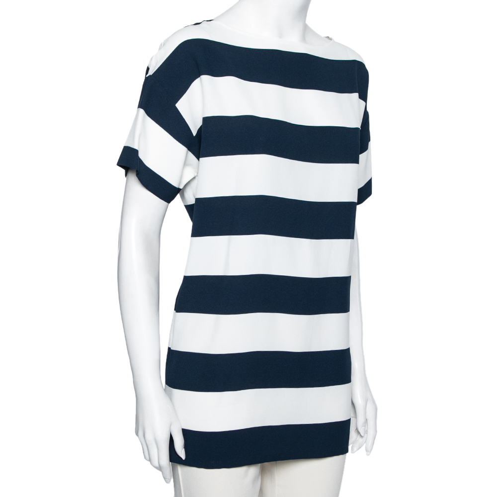 

Dolce & Gabbana Blue/White Striped Crepe Top