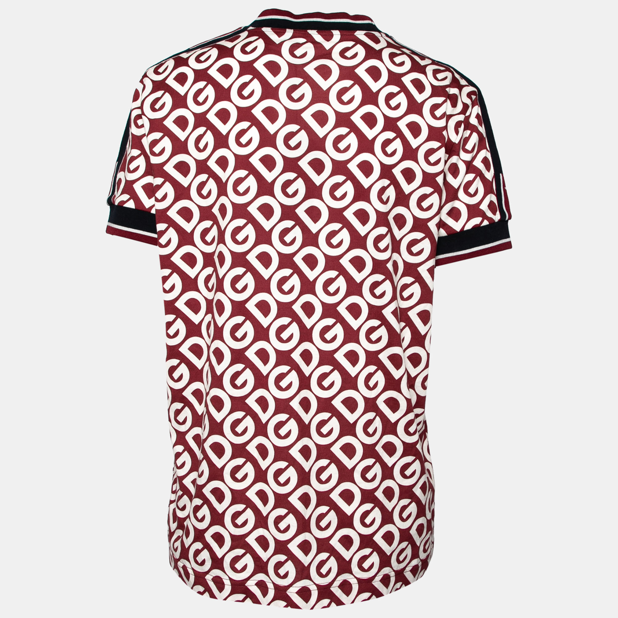 

Dolce & Gabbana Red DG Mania Print Cotton Jersey T Shirt