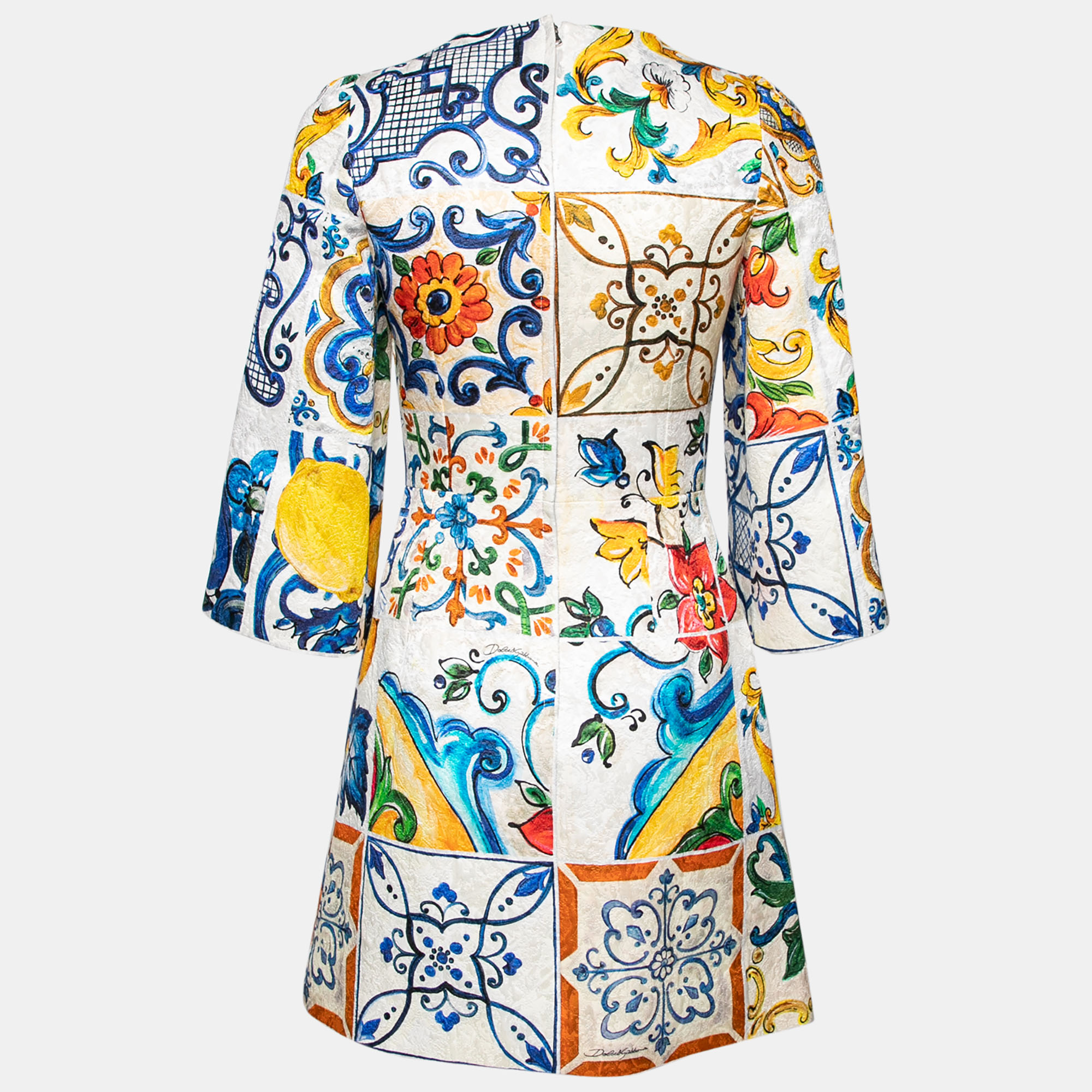 

Dolce & Gabbana Multicolor Majolica Printed Cotton Flared Dress